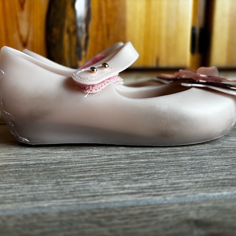 Mini Melissa Kids' Apricot Butterfly Dress Shoes Size 10 - Picture 3 of 6